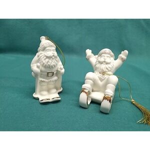 Christmas Tree Ornaments Mikasa Vintage Porcelain with 22k Hold‎ Trim Santas